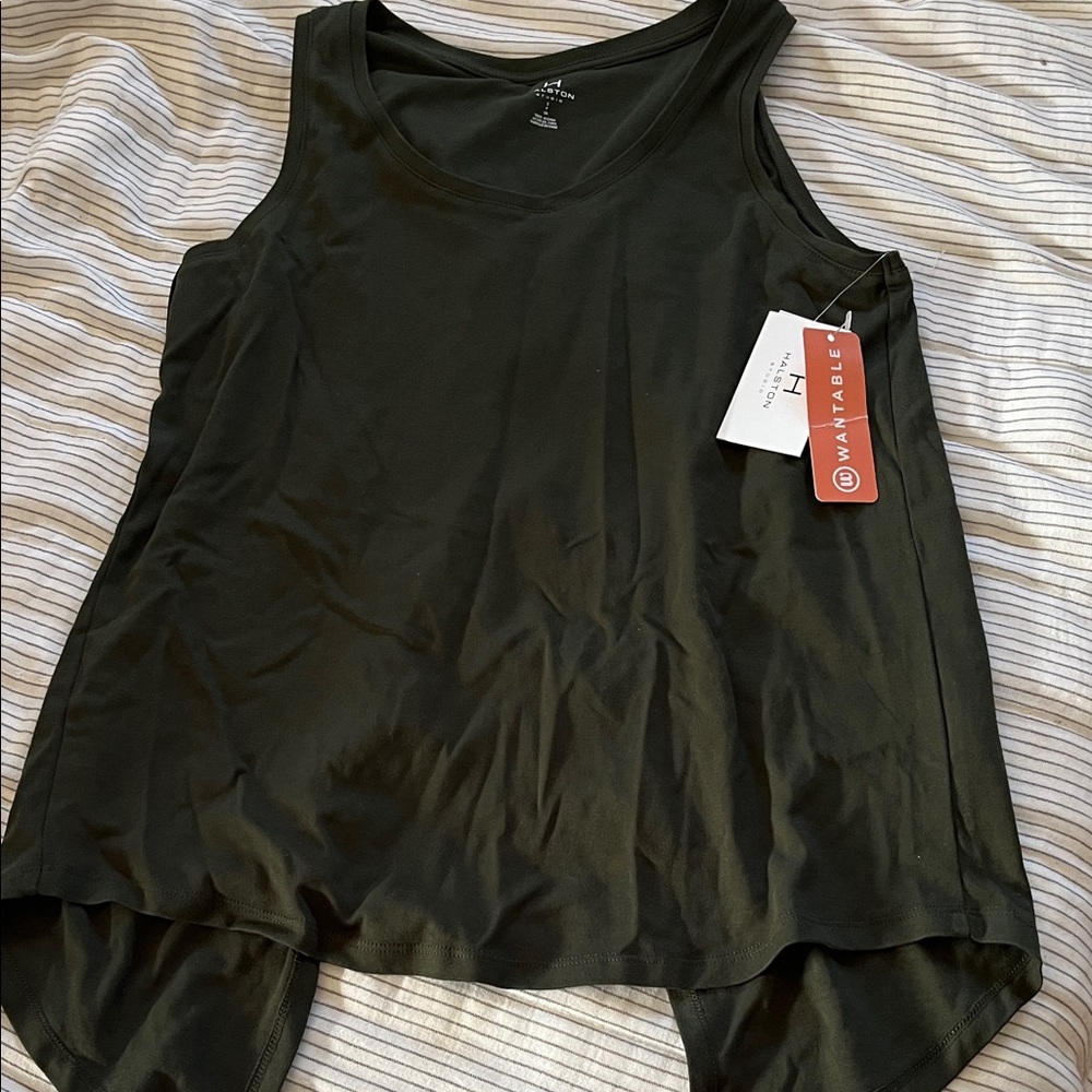 Halston Studio olive cross back Tank Top